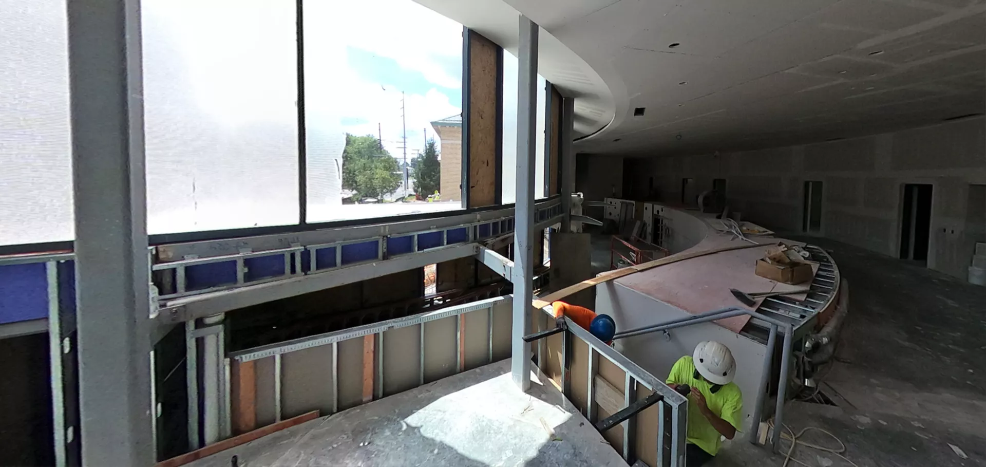 Construction worker working on the railings