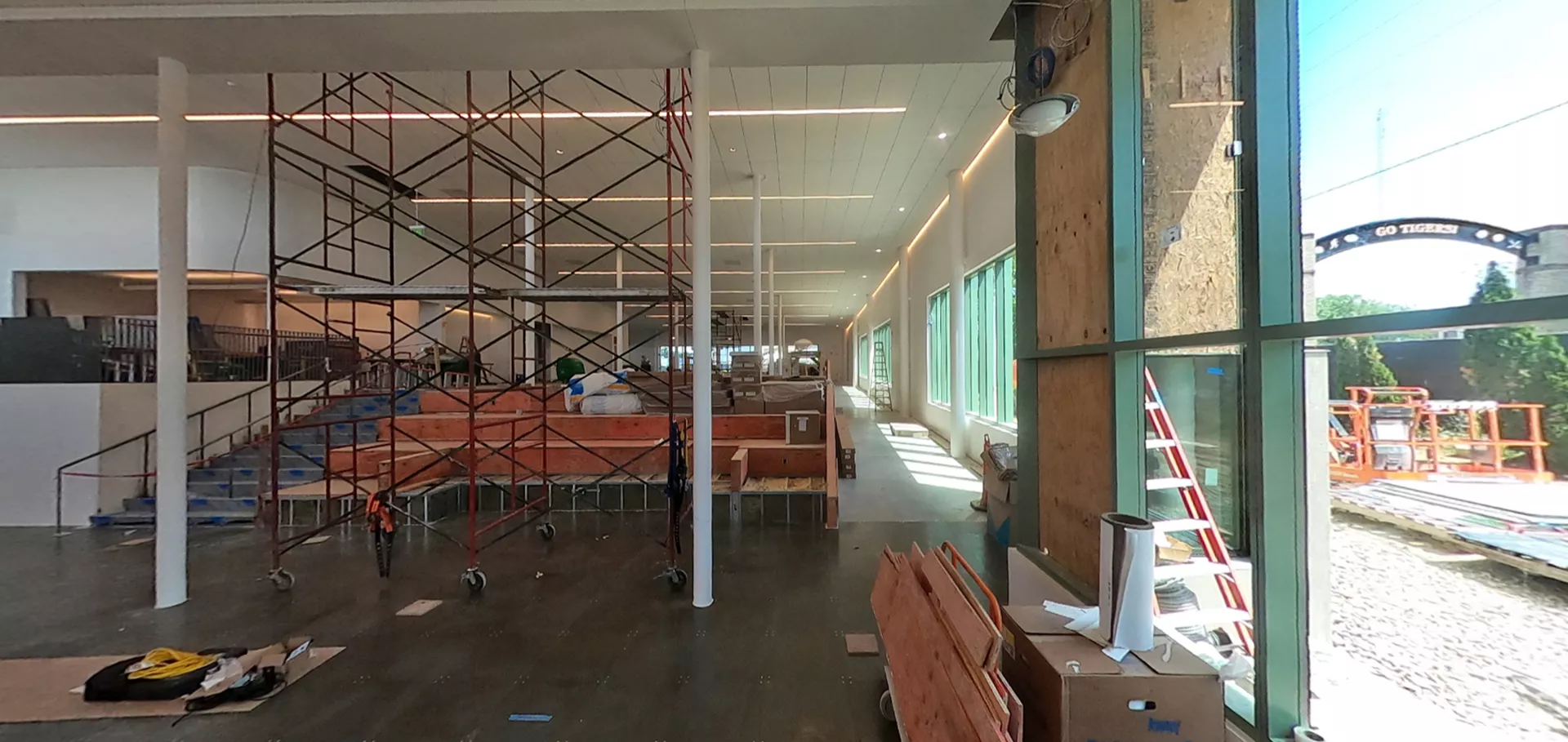Flooring work and stadium seating