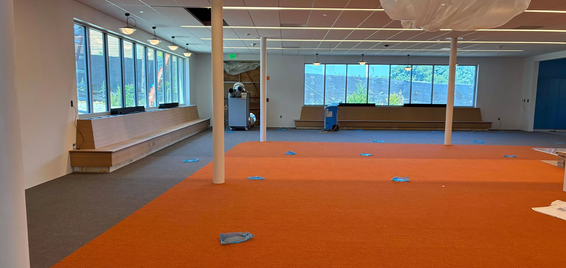 Inside view with orange flooring